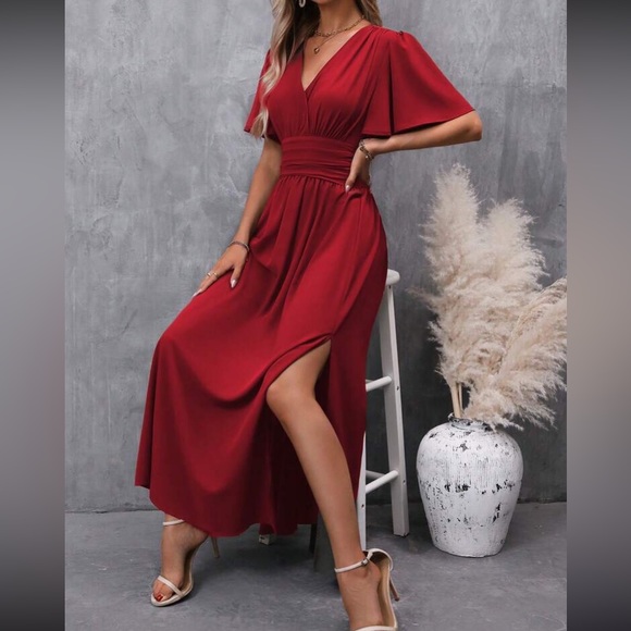 Boho butterfly sleeve slit thigh maxi dress - Picture 5 of 14